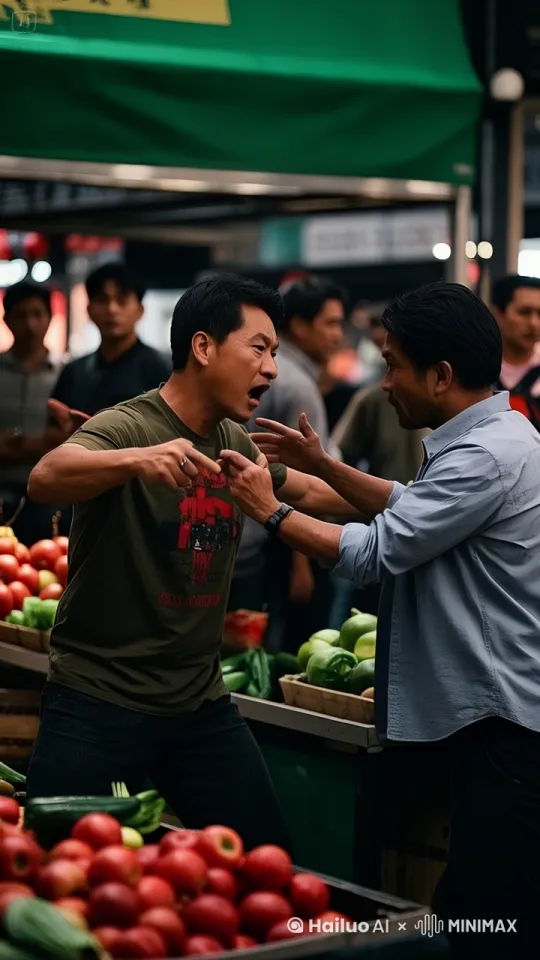 两个人史诗股的暴力打斗场面，镜头跟随图片中的两个人拳打脚踢。快速暴力动作片，生死战，电影级，3d版围绕两个人拳打脚踢动作非常快速，两个人打出幻影，打出烟雾，其中一个人跳到半空中像陀螺一样旋转旋风踢，尘土飞扬，非常酷炫，3D围绕跟随人物打斗打出爆裂烟雾 by Hailuo AI Video Generator