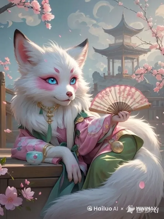扇着扇子站起来摇摇尾巴 by Hailuo AI Video Generator
