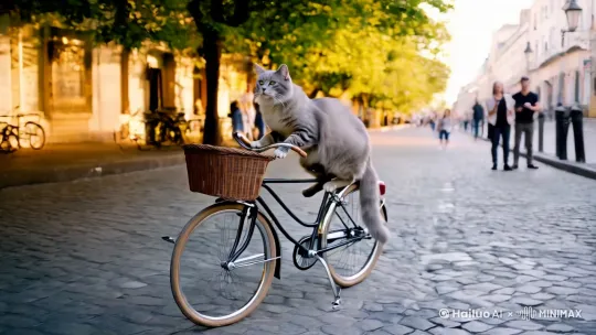 猫咪骑车 by Hailuo AI Video Generator