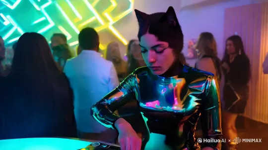 猫咪打碟 by Hailuo AI Video Generator