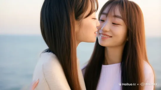 创意描述

"After the kiss, the identical twin sisters turn to the camera, smile, and put their arms around each other's shoulders."

 by Hailuo AI Video Generator