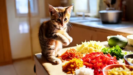 小猫做饭 by Hailuo AI Video Generator