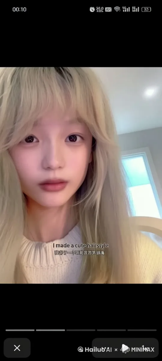图片中的女孩被一根细长且光滑的黑色丝带勒紧她的脖子，她窒息挣扎 by Hailuo AI Video Generator