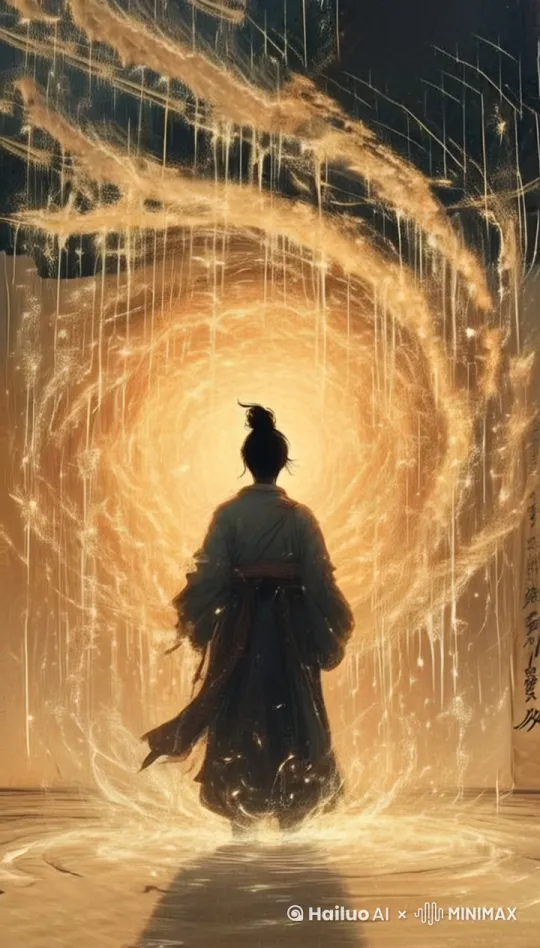 画面主体动态呈现，太极拳，道家梵文满屏动感顺时针萦绕，火光四溅，溅出一个火莲花 by Hailuo AI Video Generator