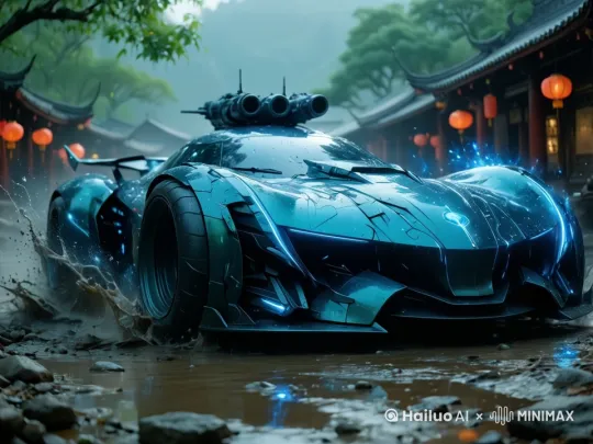 一辆跑车在高速公路上飞奔 by Hailuo AI Video Generator