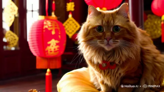 猫咪向大家拜年过春节 by Hailuo AI Video Generator