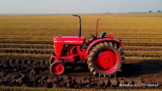 在空旷的田野里有一台会舞动的东方红拖拉机🚜 by Hailuo AI Video Generator