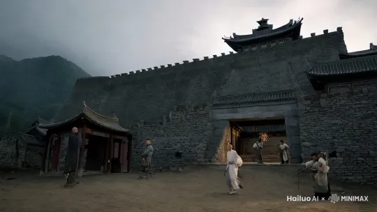 张殿被乡丁抓壮丁，扣在思居碉堡里，师妹袁颜悦得到消息，立即赶到天星桥古镇，找表嫂求救张殿。表嫂刘莺通知城防团戚参谋营救张殿，戚参谋快马扬鞭赶到思居乡 ，营救出张殿臣。把他送到北城医院 by Hailuo AI Video Generator