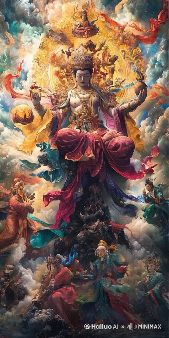 神仙们都跳下神坛，手拉手走出画面 by Hailuo AI Video Generator