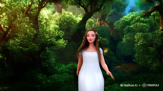 大美女变装与自然融合的奇幻之旅镜头缓缓拉开，一片生机盎然的森林映入眼帘，阳光透过树叶的缝隙洒下斑驳的光影。在这片宁静而神秘的自然天地中，一位身着简约白色连衣裙的大美女正缓缓走进画面。她有着精致的五官，灵动的大眼睛仿佛藏着星辰大海，一头柔顺的长发在微风中轻轻飘荡，她带着对未知的好奇与期待，迈着轻盈的步伐，开启了这场奇妙的变装之旅。她来到一片开满鲜花的草地，五彩斑斓的花朵在微风中摇曳生姿，仿佛在欢迎她的到来。她蹲下身，轻轻触摸着一朵娇艳欲滴的玫瑰，瞬间，神奇的一幕发生了。她的白色连衣裙开始悄然变化，裙摆上绽放出一朵朵绚丽的花朵，与脚下的花海交相呼应，仿佛她就是从这片花海中走出的花仙子。她的发梢也缠绕上了一圈圈嫩绿的藤蔓，点缀着几朵小巧的野花，清新而自然。她站起身，轻盈地旋转一圈，裙摆如花朵般绽放，周围的蝴蝶也被这奇幻的景象吸引，纷纷围绕着她翩翩起舞，整个画面充满了梦幻与浪漫的气息。接着，她走进了一片幽静的竹林。阳光透过竹叶的缝隙洒下一道道光束，空气中弥漫着淡淡的竹香。她伸出手，轻轻触摸着一根青翠的竹子，竹子的翠绿之色仿佛被她吸收，她的衣裙开始染上竹子的青绿色，竹叶的纹理也若隐若现地印在裙摆上。她的发饰也变成了一根根精致的竹节，散发着自然的光泽。她闭上眼睛，深吸一口气，仿佛与这片竹林融为一体。微风拂过，竹叶沙沙作响，她也随着竹林的节奏轻轻摆动，宛如竹林中的精灵，优雅而神秘。最后，她来到了一片宁静的湖泊边。湖水清澈见底，倒映着蓝天白云和周围的绿树青山。她站在湖边，轻轻撩起湖水，水珠在阳光下闪烁着耀眼的光芒。突然，她的衣裙开始闪烁着水波般的光泽，仿佛湖水被她带上了身。她的鞋子也变成了透明的水晶鞋，上面镶嵌着一颗颗晶莹的水珠，宛如湖中珍宝。她缓缓走向湖心，湖水轻轻托起她的裙摆，仿佛在欢迎她的到来。周围的鱼儿也被这奇幻的景象吸引，围绕着她游动，她伸出手，与鱼儿亲密互动，整个画面宛如一幅灵动的画卷，展现了人与自然的和谐共生。随着夕阳的余晖洒在她的身上，她的衣裙也染上了金色的光辉，仿佛是大自然赋予她的荣耀。她站在湖边，回首看向这片神奇的森林、花海、竹林和湖泊，脸上洋溢着幸福而满足的微笑。镜头渐渐拉远，她与这片美丽的自然融为一体，成为这奇幻世界中最耀眼的存在。 by Hailuo AI Video Generator