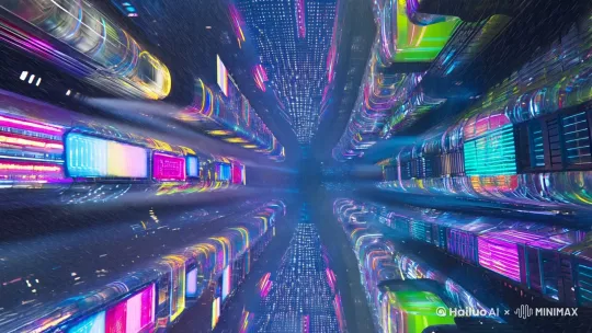 🔹 [鏡頭1：俯拍]（1秒）
—— 鏡頭從高空俯視，未來城市在細雨中閃爍，霓虹燈光倒映在濕漉漉的金屬街道上。

🔹 [鏡頭2：特寫]（1秒）
—— 雨滴墜落，擊中透明電子屏，泛起微光波紋，數據流瞬間變化。

🔹 [鏡頭3：中景]（1秒）
—— 一個行人撐著金屬傘走過，傘面閃爍著浮動的數據訊號。

🔹 [鏡頭4：低角度]（1秒）
—— 機械犬抬頭，眼部掃描裝置亮起紅光，雨水順著它的金屬關節滑落。

🔹 [鏡頭5：側拍]（1秒）
—— 城市街道上，懸浮車掠過水面，激起一道淡藍色的離子霧。

🔹 [鏡頭6：拉遠]（1秒）
—— 鏡頭拉遠，未來城市在雨幕中漸漸模糊，霓虹燈閃爍，電子訊號嗡鳴，然後畫面漸暗。 by Hailuo AI Video Generator
