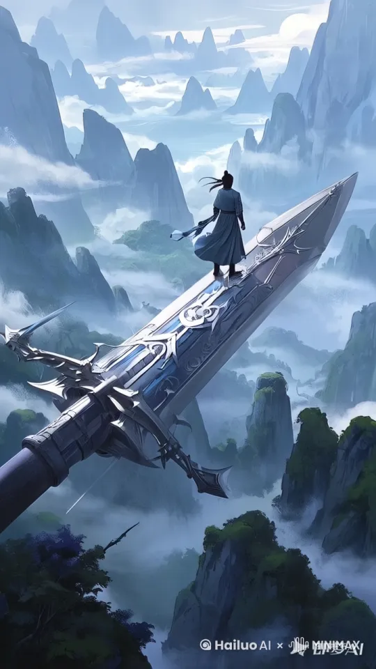 飞剑飞向远处。 by Hailuo AI Video Generator