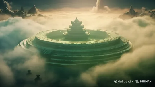 高空俯拍云海，展现无边无际的云层，仿佛置身仙境，使用无人机拍摄，从地面逐渐拉升至高空，展现从细节到全景的过渡 by Hailuo AI Video Generator