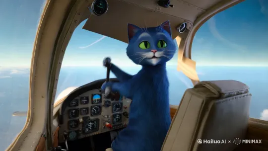 蓝猫淘气开飞机 by Hailuo AI Video Generator