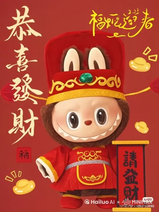 拉布布财神拜年 by Hailuo AI Video Generator
