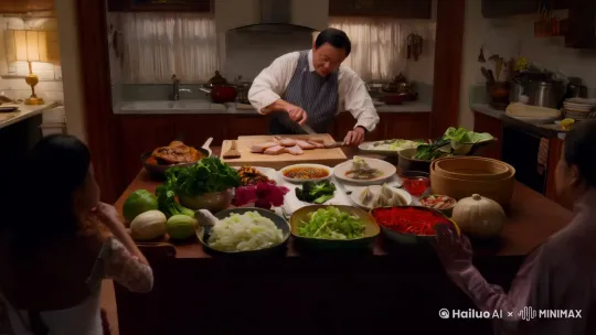虽然我无法直接生成视频,但我可以为你提供一个详细的年夜饭制作视频脚本,你可以根据这个脚本进行拍摄和剪辑。以下是一个简单的年夜饭制作视频脚本:
### 年夜饭制作视频脚本
#### 场景 1: 开场
- **画面**: 温馨的家庭厨房,桌上摆放着各种新鲜的食材。
- **旁白**: "大家好,欢迎来到我们的年夜饭制作视频!今天我们将为大家展示如何制作一顿丰盛的年夜饭。"
- **背景音乐**: 轻快、温馨的音乐。
#### 场景 2: 菜单介绍
- **画面**: 镜头切换到一张菜单,上面写着:
1. 红烧肉
2. 清蒸鱼
3. 宫保鸡丁
4. 蒜蓉西兰花
5. 饺子
- **旁白**: "今天我们将制作五道经典的年夜饭菜肴:红烧肉、清蒸鱼、宫保鸡丁、蒜蓉西兰花和饺子。"
#### 场景 3: 红烧肉制作
- **画面**: 展示五花肉切块的过程。
- **旁白**: "首先,我们来制作红烧肉。将五花肉切成块状。"
- **画面**: 热锅加油,放入姜片和葱段。
- **旁白**: "热锅加油,放入姜片和葱段,炒香。"
- **画面**: 加入五花肉块,翻炒至变色。
- **旁白**: "加入五花肉块,翻炒至变色。"
- **画面**: 加入酱油、料酒、糖,翻炒均匀。
- **旁白**: "加入酱油、料酒和糖,翻炒均匀。"
- **画面**: 加入适量水,盖上锅盖,小火炖煮。
- **旁白**: "加入适量水,盖上锅盖,小火炖煮约40分钟。"
#### 场景 4: 清蒸鱼制作
- **画面**: 展示鱼的处理过程。
- **旁白**: "接下来是清蒸鱼。将鱼处理干净后,在鱼身上划几刀。"
- **画面**: 在鱼身上抹盐和料酒,放上姜片和葱段。
- **旁白**: "在鱼身上抹盐和料酒,放上姜片和葱段。"
- **画面**: 将鱼放入蒸锅中,蒸约10分钟。
- **旁白**: "将鱼放入蒸锅中,蒸约10分钟。"
- **画面**: 取出鱼,倒掉蒸出的水,淋上热油和酱油。
- **旁白**: "取出鱼,倒掉蒸出的水,淋上热油和酱油。"
#### 场景 5: 宫保鸡丁制作
- **画面**: 展示鸡丁腌制过程。
- **旁白**: "现在我们来做宫保鸡丁。将鸡丁用酱油、料酒和淀粉腌制。"
- **画面**: 热锅加油,放入花生米,炒香后盛出。
- **旁白**: "热锅加油,放入花生米,炒香后盛出。"
- **画面**: 加入鸡丁,翻炒至变色。
- **旁白**: "加入鸡丁,翻炒至变色。"
- **画面**: 加入干辣椒、蒜末、姜末,炒香。
- **旁白**: "加入干辣椒、蒜末、姜末,炒香。"
- **画面**: 加入酱油、醋、糖,翻炒均匀。
- **旁白**: "加入酱油、醋、糖,翻炒均匀。"
- **画面**: 加入花生米,翻炒均匀。
- **旁白**: "加入花生米,翻炒均匀。"
#### 场景 6: 蒜蓉西兰花制作
- **画面**: 展示西兰花切块过程。
- **旁白**: "接下来是蒜蓉西兰花。将西兰花切块。"
- **画面**: 烧开水,加入少许盐和油,放入西兰花焯水。
- **旁白**: "烧开水,加入少许盐和油,放入西兰花焯水。"
- **画面**: 热锅加油,放入蒜末,炒香。
- **旁白**: "热锅加油,放入蒜末,炒香。"
- **画面**: 加入西兰花,翻炒均匀。
- **旁白**: "加入西兰花,翻炒均匀。"
#### 场景 7: 饺子制作
- **画面**: 展示饺子皮和馅料。
- **旁白**: "最后,我们来做饺子。将饺子皮和馅料准备好。"
- **画面**: 包饺子,展示不同形状的饺子。
- **旁白**: "包饺子,可以根据个人喜好包成不同形状。"
- **画面**: 煮饺子,水开后加入饺子,煮至浮起。
- **旁白**: "煮饺子,水开后加入饺子,煮至浮起。"
#### 场景 8: 结尾
- **画面**: 一桌丰盛的年夜饭,家人们围坐在一起。
- **旁白**: "年夜饭做好了!希望大家喜欢这顿丰盛的年夜饭,祝大家新年快乐,万事如意!"
- **背景音乐**: 欢快、喜庆的音乐。
希望这个脚本能帮助你制作出一部精彩的年夜饭制作视频! by Hailuo AI Video Generator