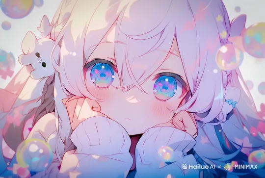 动态壁纸，头发飘动，眨眼,柔和 by Hailuo AI Video Generator