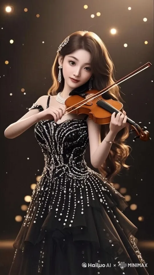 拉小提琴，动作到位，专注运弓，手指按键灵动优美 by Hailuo AI Video Generator