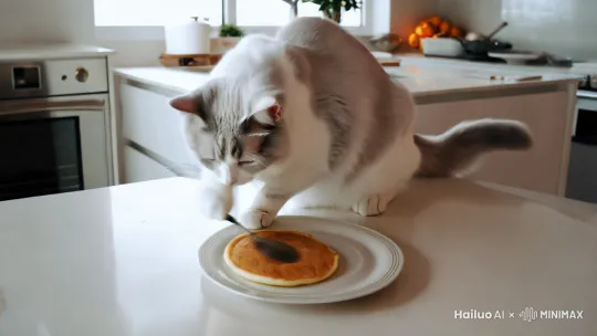 一只猫在做饭 by Hailuo AI Video Generator