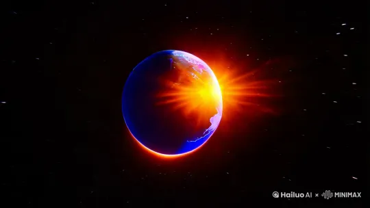 地球在宇宙里围绕着太阳运动 by Hailuo AI Video Generator