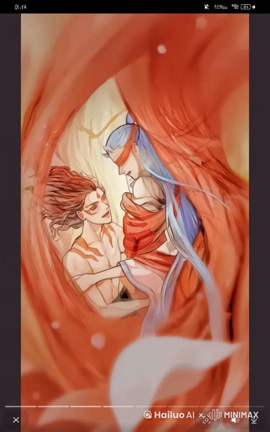 两个人弯腰亲吻，亲密，唯美，飘带舞动，浪漫 by Hailuo AI Video Generator