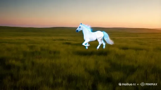 一匹天马奔驰在草原之上 by Hailuo AI Video Generator