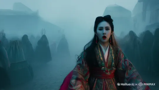 末日之雾笼罩天地。人们满脸惊恐，眼神里是对死亡的恐惧，慌乱地奔逃。特寫移動鏡頭捕捉面部表情 by Hailuo AI Video Generator