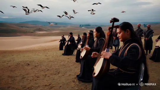 知音一曲百年经，
荡尽红尘留世名。
落雁平沙歌士志，
鱼樵山水问心宁。
轻弹旋律三分醉，
揉断琴弦几处醒？
纵是真情千万缕，
子期不在有谁听？ by Hailuo AI Video Generator