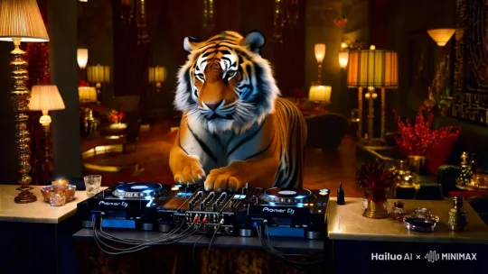 老虎在包厢打DJ by Hailuo AI Video Generator