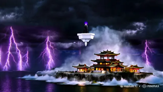 镜号 景别 画面 台词 时长 音乐/音效 拍摄地点 
1 远景 乌云翻涌的天际，电蛇在厚重云层间蜿蜒游走，紫色雷光不时撕裂夜幕，映亮一座悬浮于高空的巨大仙岛轮廓。仙岛之上，琼楼玉宇散发柔和光晕，云雾在楼林间缭绕。 在这修仙世界，强者为尊，站在巅峰之人，俯瞰众生。 10s 低沉、磅礴的古风音乐，夹杂隐隐雷鸣声 特效合成场景 
2 中景 仙岛的一处白玉平台上，一位身着玄色长袍的修仙者卓然而立。衣袍随风猎猎作响，他背负双手，白发肆意飞舞，面容冷峻，眼眸深邃仿若藏着无尽星辰。 无 8s 音乐持续，风声呼啸 特效合成场景 
3 近景 修仙者缓缓抬起双眸，眼中紫芒一闪而过，随后目光穿透层层云雾，向下望去。 无 6s 音乐持续，轻微的灵力波动音效 特效合成场景 
4 远景 云雾下方，是一片广袤的修仙大陆，林立的修仙门派建筑错落分布，山间有修仙者驾驭飞剑往来穿梭，灵田闪烁着微光。 无 10s 音乐稍缓，夹杂着远处传来的法器碰撞声、修仙者的呼喊声 特效合成场景 
5 中景 某低级修仙门派的演武场上，一群年轻修仙者正挥汗如雨地修炼法术，火球、水箭在他们手中时隐时现，却因力量微薄，光芒黯淡。 修仙者甲：我何时才能像那些强者一样，拥有毁天灭地的力量？修仙者乙：别想了，我们资质平庸，能达到筑基期就不错了。 12s 音乐持续，法术施展的轻微音效，交谈声 特效合成场景 
6 特写 顶级强者嘴角微微上扬，露出一抹似有似无的笑意，眼中既有对弱者的怜悯，又带着一丝历经沧桑后的淡然。 蝼蚁般的存在，可曾知晓这修仙之路的尽头，是何等风景？ 10s 音乐持续，轻声的叹息音效 特效合成场景 
7 近景 顶级强者转身，衣袂飘飘，向着仙岛内的宫殿走去，背影逐渐消失在光影交错的宫殿深处。 无 8s 音乐渐弱，脚步声渐远 特效合成场景 
 by Hailuo AI Video Generator