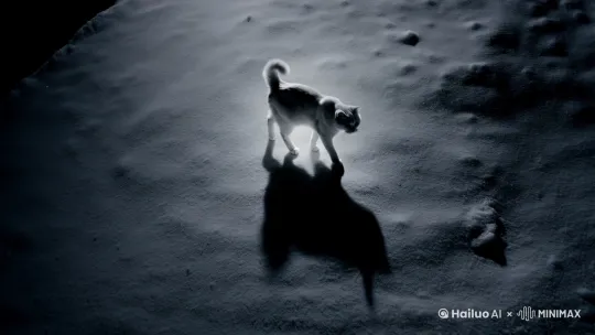 On a dark and windy night, a snow-white cat strolls on the snow-covered rooftop, looking in front of it the night view of the bustling city after heavy snowfall.

Subject: Scene
Style: Stop motion
Lighting: Studio
Composition: Low angle, bird's eye
Color scheme: Monochrome
Texture: Smooth
Detail level: High resolution
Mood: Sad
Atmosphere: Rural
Perspective: Bird's eye
Camera angle: Low angle
Subject pose: Lying
Subject expression: Smiling
Director: Martin Scorsese
Cinematographer: Roger Deakins
Aspect ratio: 16:9
Quality: High resolution
Negative Prompt: Blurry, low quality, artifacts[下降,上摇] by Hailuo AI Video Generator