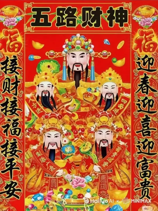 喜迎五路财神 by Hailuo AI Video Generator