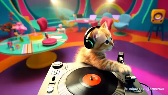 小猫dj打碟 by Hailuo AI Video Generator