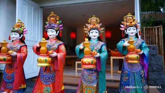 生成五路财神爷来我家视频 by Hailuo AI Video Generator