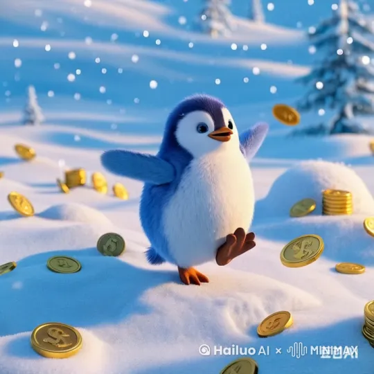 小企鹅发金币，祝大家新年发大财 by Hailuo AI Video Generator