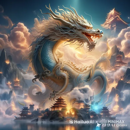 整个对着镜头，正面游来。云朵被气浪排空 by Hailuo AI Video Generator
