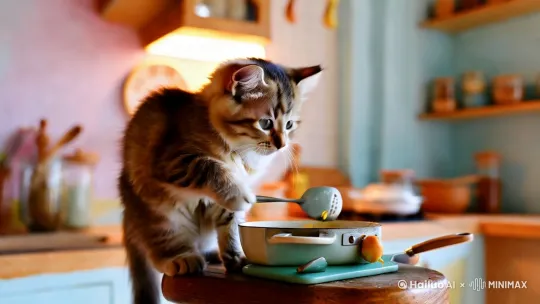 小猫做饭 by Hailuo AI Video Generator