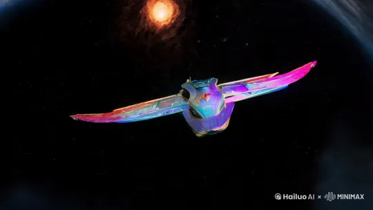 中国龙造型的宇宙飞船穿越黑洞，飞往潘多拉星球 by Hailuo AI Video Generator