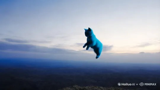 一只蓝色的猫在天上飞的视频 by Hailuo AI Video Generator