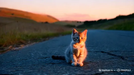 小猫汽车在路上 by Hailuo AI Video Generator