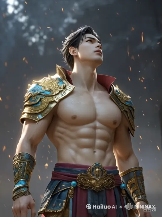 战场硝烟弥漫，男人抹一下嘴角，慢慢转身，身上的伤口显现出来 by Hailuo AI Video Generator