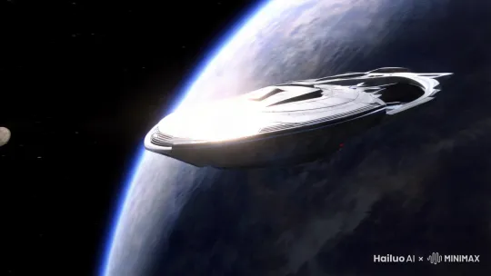 星际战舰穿越太阳系 by Hailuo AI Video Generator