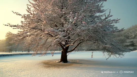 东风吹散梅梢雪，一夜挽回天下春，画面要充满诗意，元素不要太复杂 太鲜艳 by Hailuo AI Video Generator