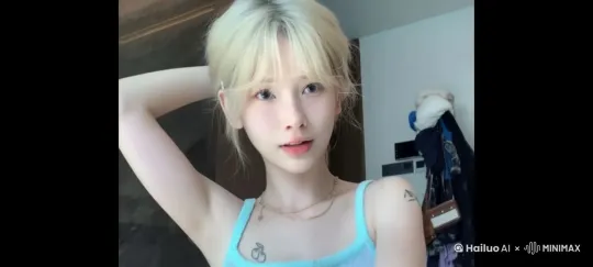 图片中的女孩被一根细长且光滑的黑色丝带勒紧脖子，她窒息挣扎 by Hailuo AI Video Generator