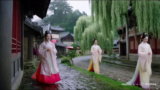 中国风 汉服美女 江南小镇 细雨蒙蒙 by Hailuo AI Video Generator