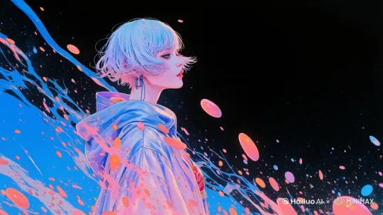 环绕人物运镜，女孩，粒子， 梦幻，艺术，后现代解构主义，超现实，漂浮，梦核，蒸汽波，未来感，超高分辨率,8K，细节满满，丰富细节，超高清壁纸，电影质感，电影截图，大师级别运镜。让画面动起来 by Hailuo AI Video Generator