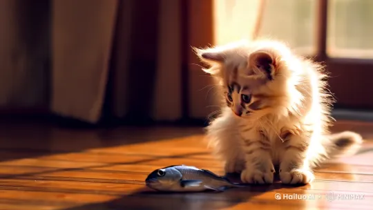 小猫吃鱼 by Hailuo AI Video Generator