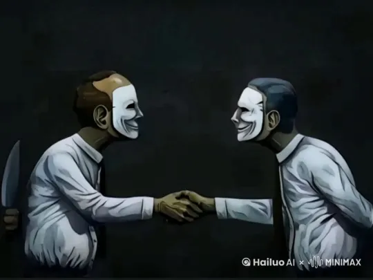 左边的男人为右边的男人吃蛋糕，右边的男人开心的放烟花。 by Hailuo AI Video Generator