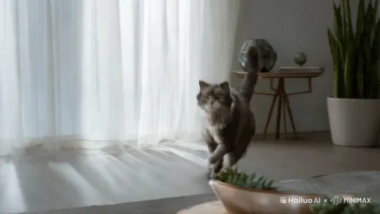 主人宠爱的一只猫，有一天，外面的流浪猫忽然跑了进来和我展开了一场大战 by Hailuo AI Video Generator