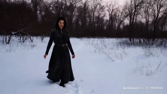 美女雪中漫步 by Hailuo AI Video Generator
